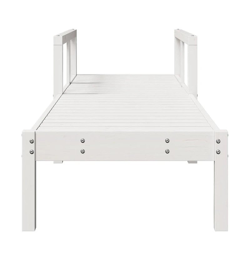 Sun Lounger White Solid Pine Wood 78.5x24.4x21.7 in