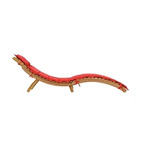 Sunlounger Red Solid acacia wood, 100% polyester cushion Standard
