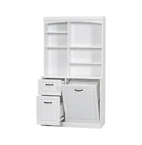 Chic Crate White Bathroom Tilt-Out Hamper Cabinet 70.9" Tall Freestanding Organizer | Adjustable Shelves & Drawers | Steel Handles
