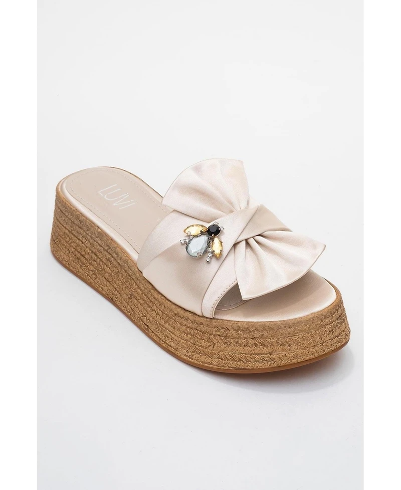 Prologue Shoes Shara Braided Bow & Bee Buckle Platform Sandal (Women)