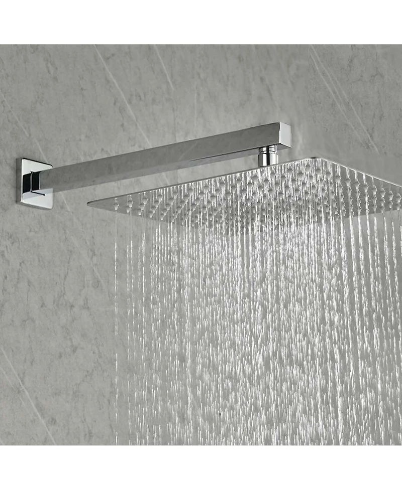 Rainsken 12" Rain Chrome Shower Head Systems Wall Mounted Shower Full Body Coverage Square Shower Head