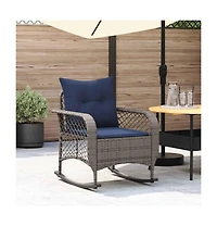 Patio Rocking Chair with Cushions Gray Poly Rattan