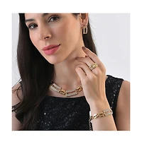 Sohi Women's Gold Embellished Geometric Necklace, Earrings, Bracelet And Ring (Set Of 4)