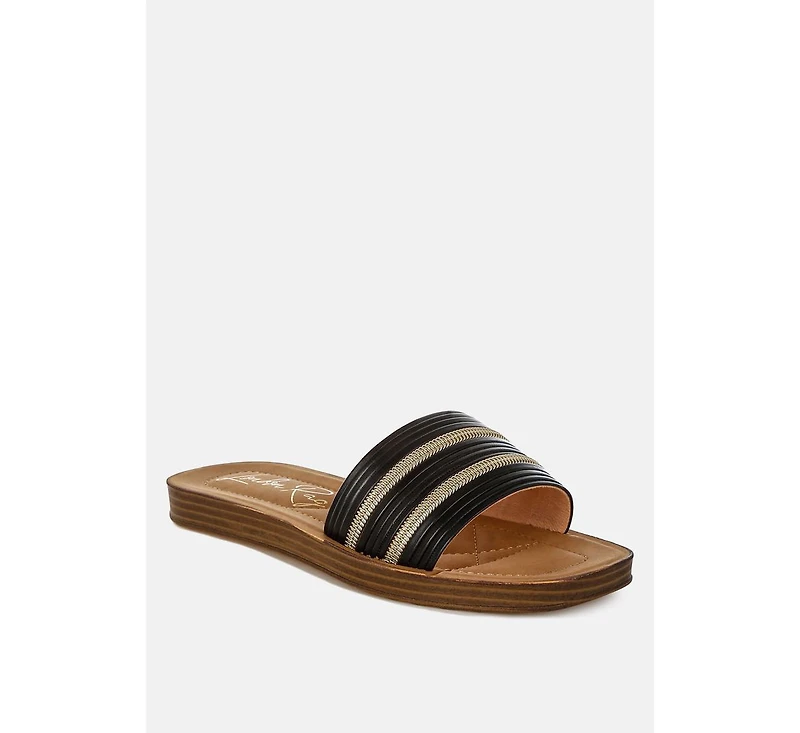 London Rag Zosaya Faux Zipper Detail Slip Ons Sandals Women