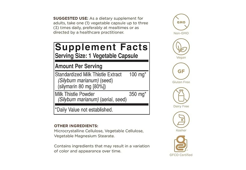 Solgar Fp Milk Thistle ,100 Mg ,250 V Caps