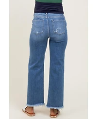 Pinkblush Blue Frayed Hem Ankle Straight Leg Maternity Jeans