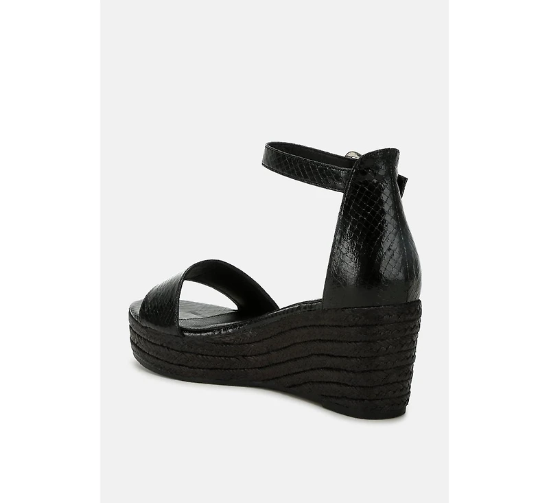 London Rag Utah Faux Leather Snake Wedge Espadrilles Women