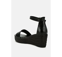 London Rag Utah Faux Leather Snake Wedge Espadrilles Women