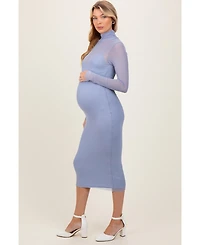 Pinkblush Maternity Forest Green Mesh Overlay Fitted Midi Dress