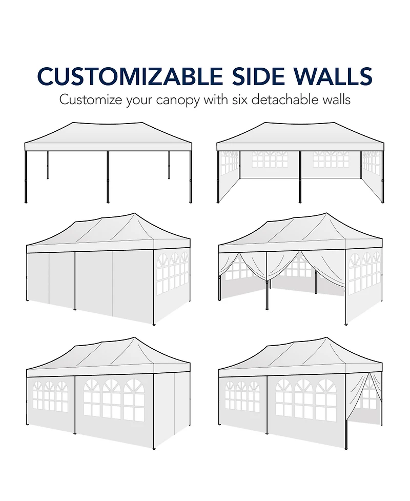 Best Choice Products 10x20ft Party Tent Pop Up Canopy Easy Setup w/ 1-Button Setup, Wheeled Case, 4 Weight Bags
