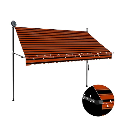 Retractable Awning Orange and Brown Polyester with Pu coating, Steel