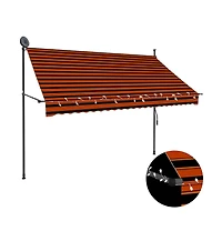 Retractable Awning Orange and Brown Polyester with Pu coating, Steel