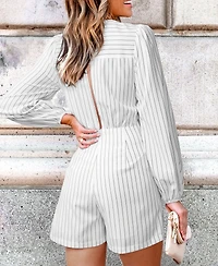 Cupshe Women's Striped Wrap V-Neck Romper