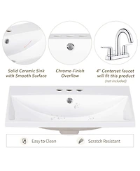 Lovmor Bathroom Vanity Top Only White Basin Faucet Available Ceramic