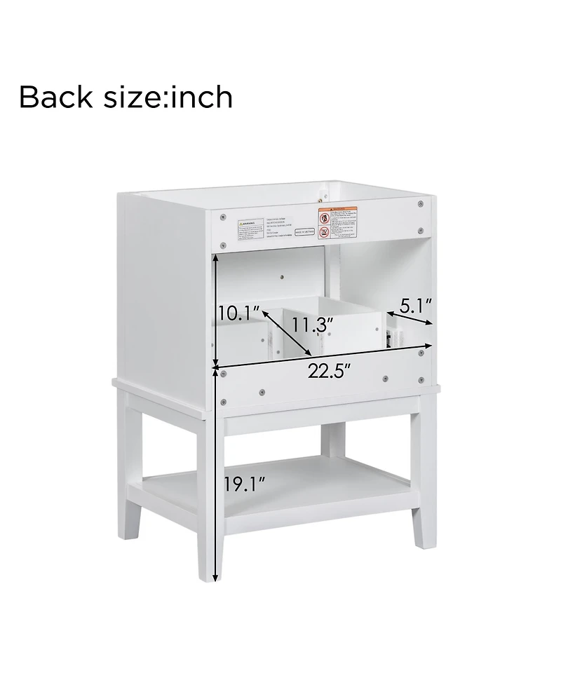 Bathroom Vanity Without Sink Base Only Solid Wood Frame Bathroom Storage Cabinet with Drawer White