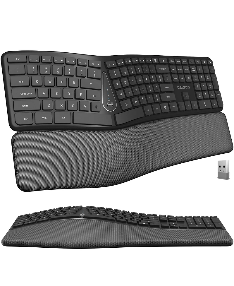 Delton KB250 Ergonomic Wireless Keyboard with Wrist Rest Pad (DKBE250-wb)