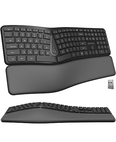 Delton KB250 Ergonomic Wireless Keyboard with Wrist Rest Pad (DKBE250-wb)