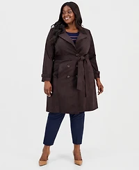 Tahari Asl Plus Size Faux-Suede Trench Coat