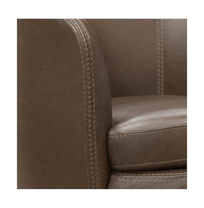 Parker Living Vintage Brown 100% Italian Leather Swivel Club Chair Two Pack