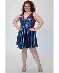 Sydney's Closet Blue & Purple Iridescent A-line Party Dress