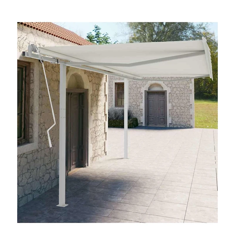 vidaXL Awning Post Set White Iron 177.2 x 96.5 in Adjustable Armrests