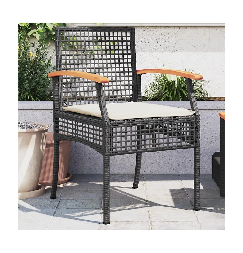 vidaXL Garden Chair Set of 2 Black and brown