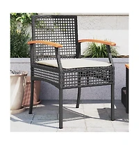 vidaXL Garden Chair Set of 2 Black and brown