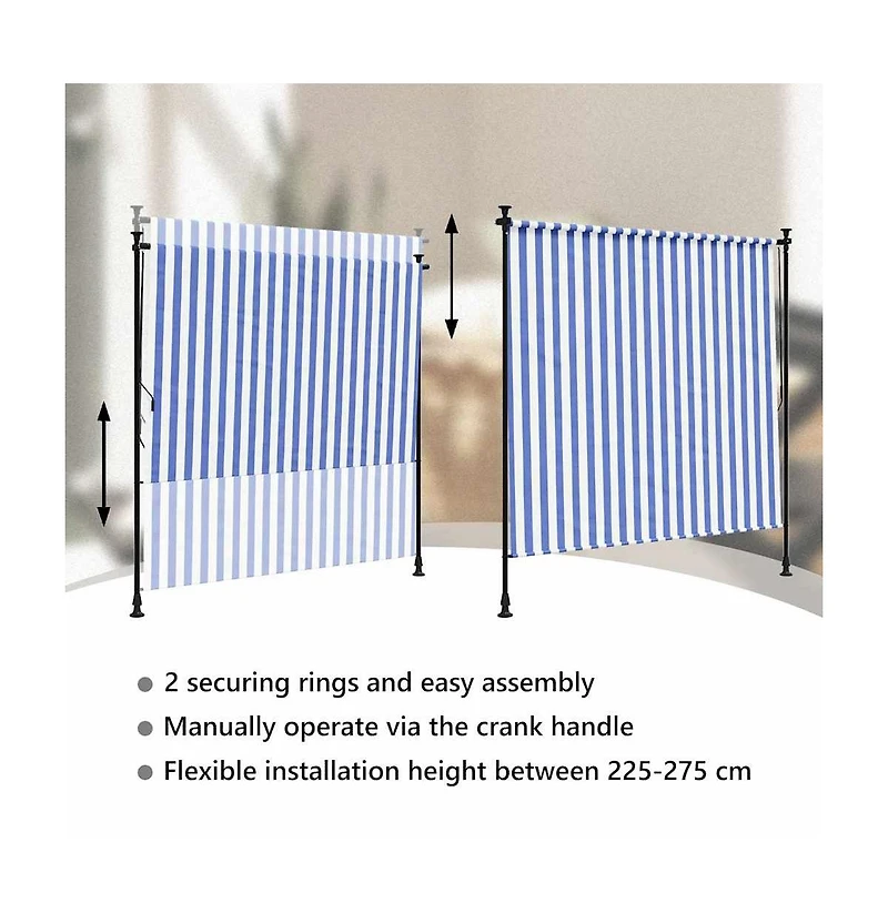 vidaXL Outdoor Roller Blind Blue and White