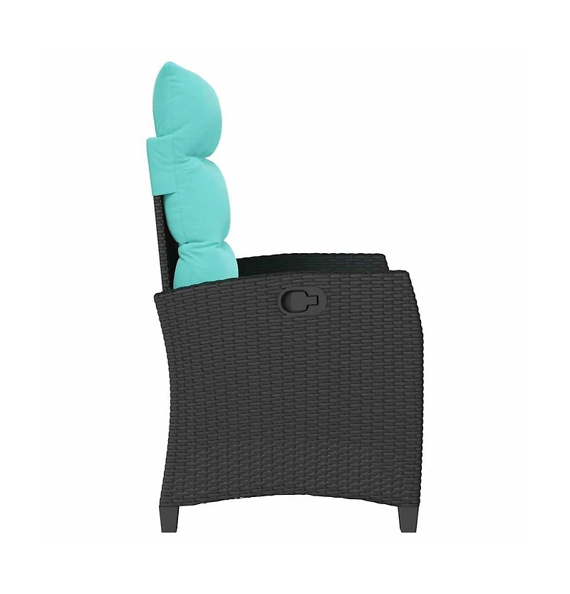 vidaXL Reclining Garden Chair Black Pe rattan Standard Foldable