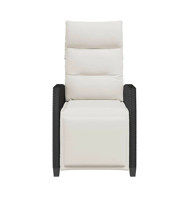 vidaXL Reclining Garden Chair Black Pe rattan, powder-coated steel Medium