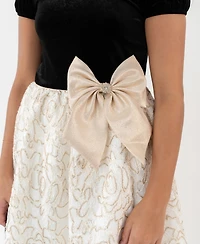 Rare Editions Girls 7-16 Puff Sleeve Lace Dress with Bow