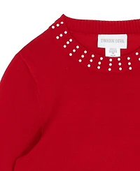Rare Editions Girls 7-12 2-Piece Embellished Sweater and Plaid Skort Set