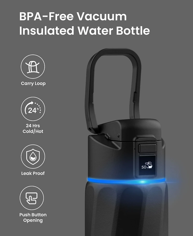 WaterH 24 oz. Insulated Smart Water Bottle with Hydration Tracking