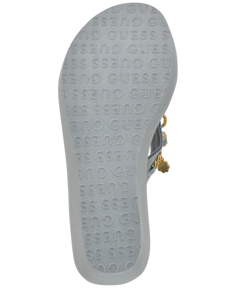 Guess Women's Sutton Charms Eva Thong Wedge Sandals
