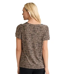 Jones New York Petite Printed Flutter Sleeve Top