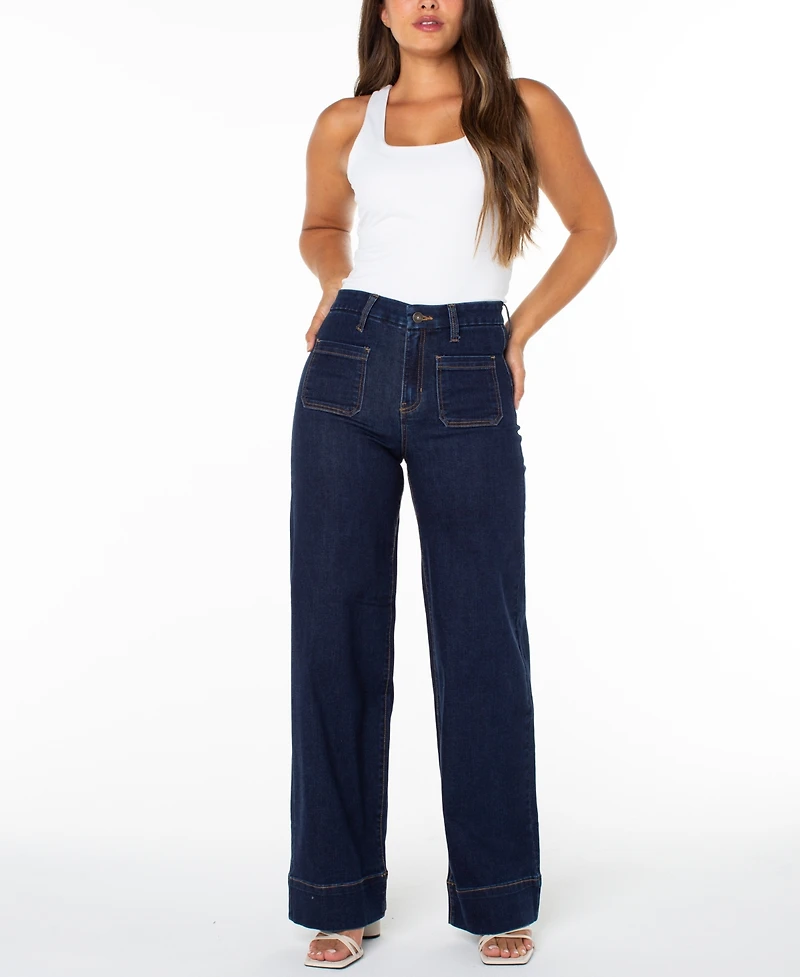 Celebrity Pink Juniors' High-Rise Wide-Leg Patch-Pocket Jeans