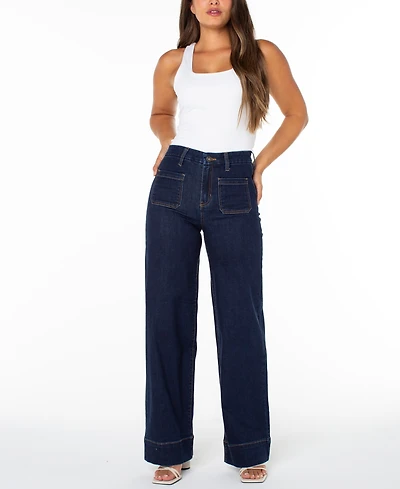 Celebrity Pink Juniors' High-Rise Wide-Leg Patch-Pocket Jeans