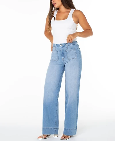 Celebrity Pink Juniors' High-Rise Wide-Leg Patch-Pocket Jeans
