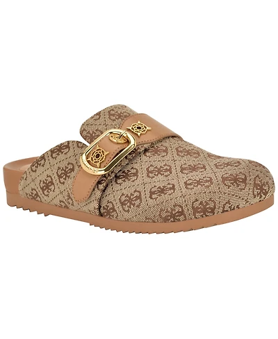 Guess Womens Galavanta Buckle Slip-On Flat Clogs