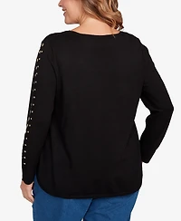 Ruby Rd. Plus Grommet Embellished Fine Gauge Sweater