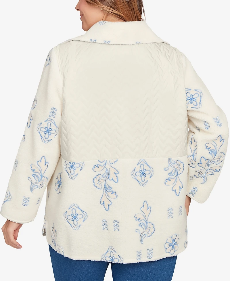 Ruby Rd. Plus Embroidered Quilted Shearling Jacket
