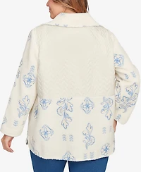 Ruby Rd. Plus Embroidered Quilted Shearling Jacket