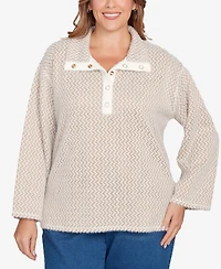 Ruby Rd. Plus Zig Zag Snappy Sweater Knit Top