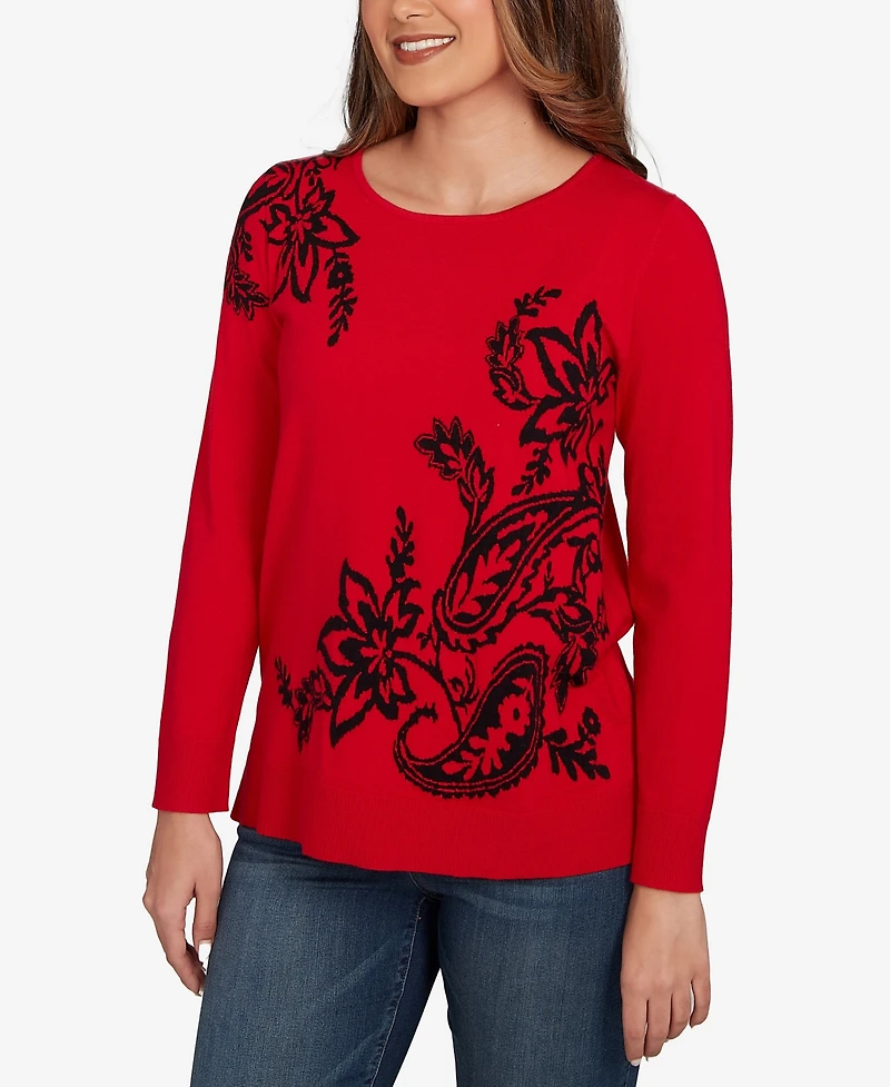 Ruby Rd. Plus Floral Paisley Jacquard Sweater