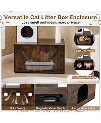 Gymax 59 inch Cat Tree w/ Litter Box Enclosure w/ Hidden Washroom Scratching Posts