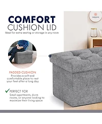 Ornavo Home Set of 2 Collapsible Rectangle Small Storage Ottoman