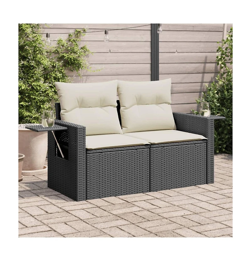 Garden Sofa Black, Cream White