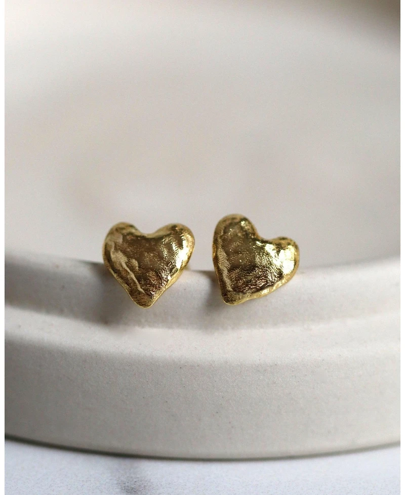 Ottoman Hands Hammered Heart Studs