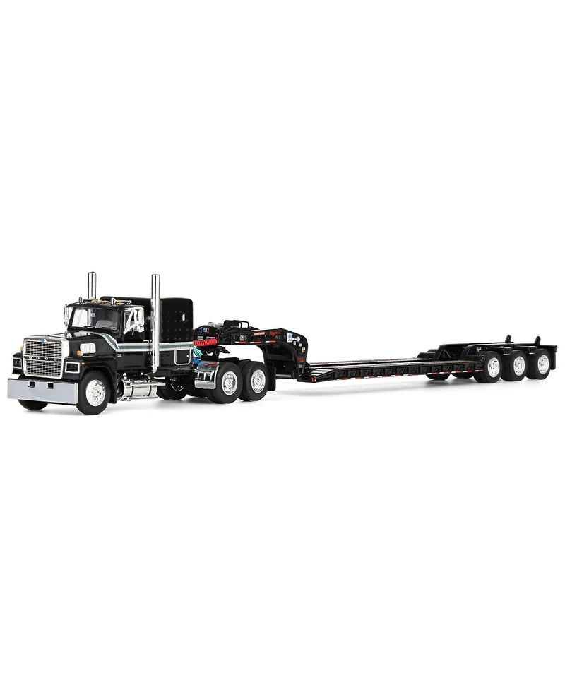 First Gear 1/64 Black Ford Ltl 9000 Fontaine Magnitude Tri-axle Lowboy Trailer Dcp