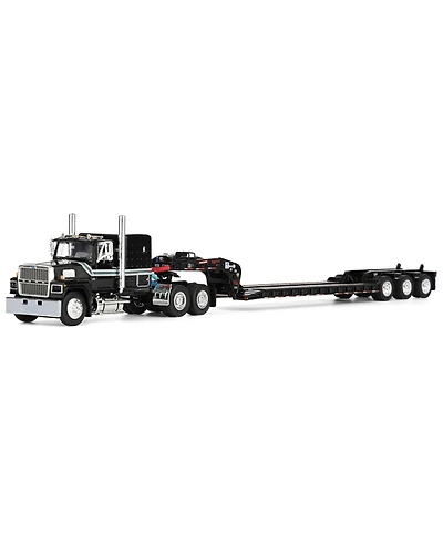 First Gear 1/64 Black Ford Ltl 9000 Fontaine Magnitude Tri-axle Lowboy Trailer Dcp